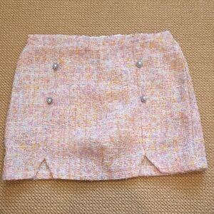 BCBGirls Pink and Yellow Tweed Skirt